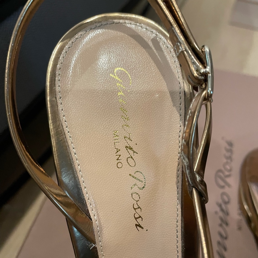 Gianvito Rosi- KIMBERLY STRAPPY SANDAL HEELS IN GOLD 39.5 / US 9.5 - Picture 7 of 8